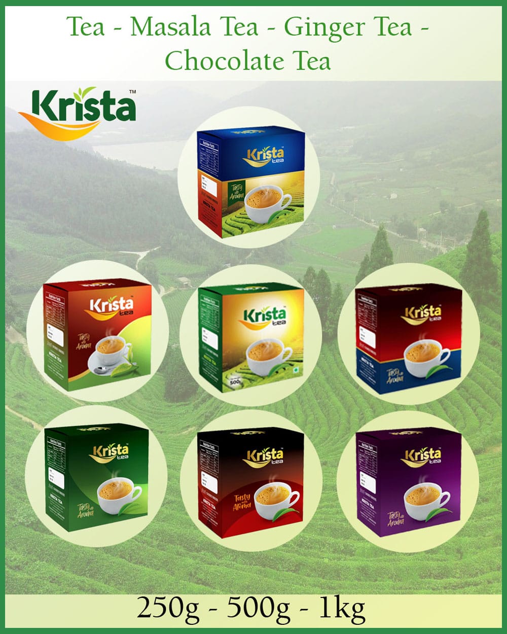 Krista Tea Collection – Masala, Ginger, Chocolate Tea